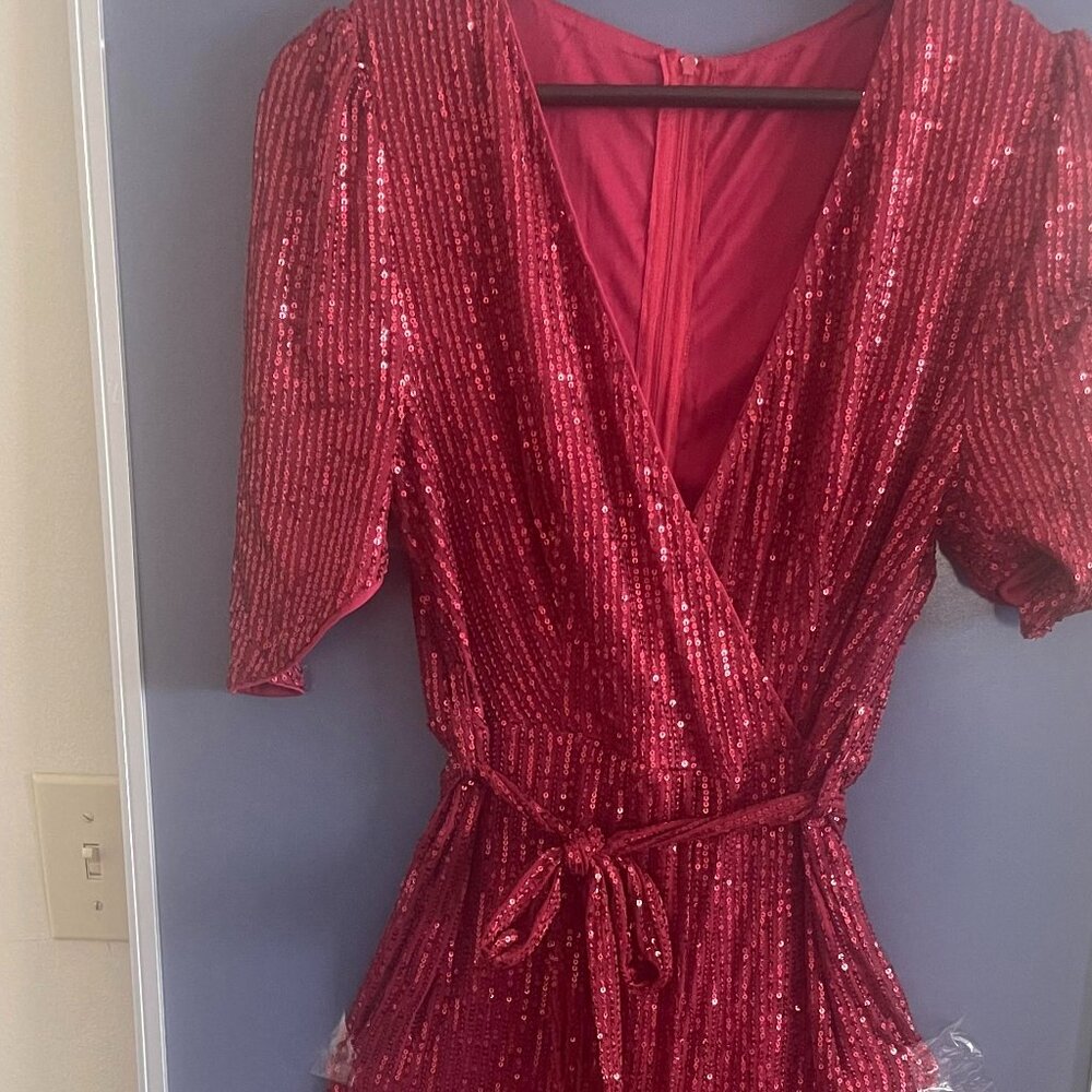Sparkly Holiday Dark Red Sequins Jumper